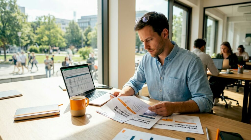 Ein Marketingexperte analysiert die Daten zur Zielgruppe, um deren Bedürfnisse und Verhalten besser zu verstehen.